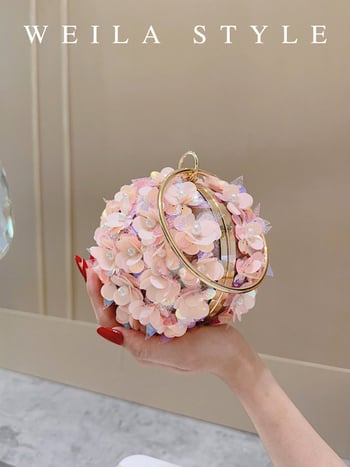 PU kožna okrugla večernja clutch torbica, zatvarač, trodimenzionalni vanjski dio, podstava od poliestera
