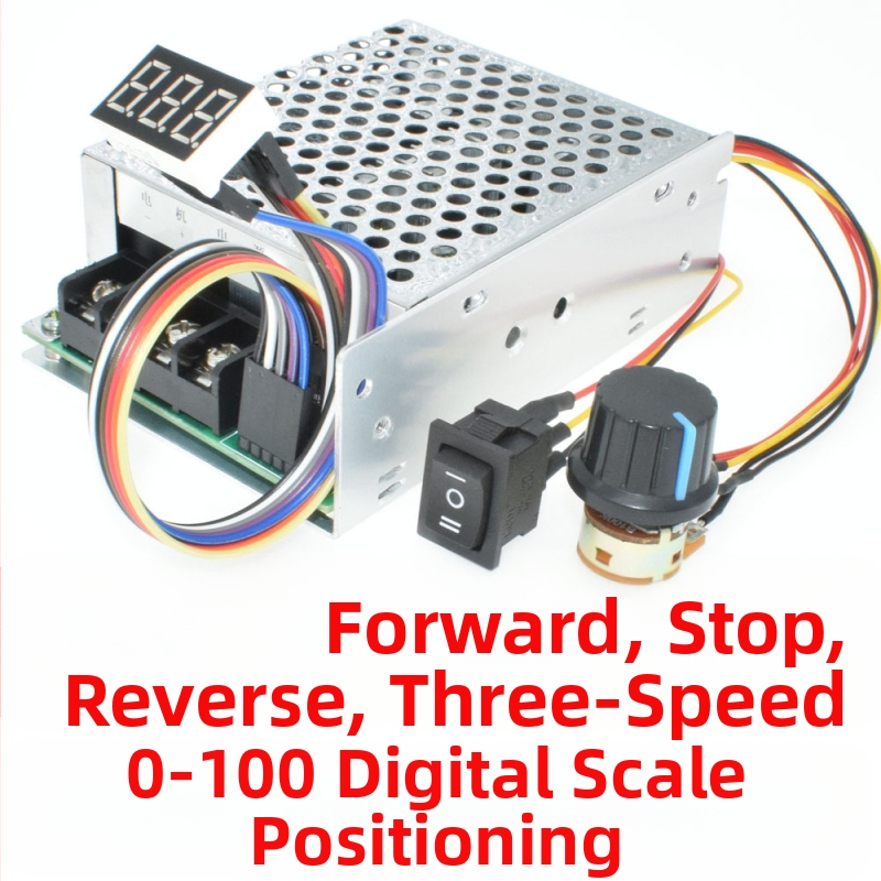 DC motor szabályzó PWM előre-hátra, digitális kijelző, 10–55V, 60A csúcs / 40A folyamatos