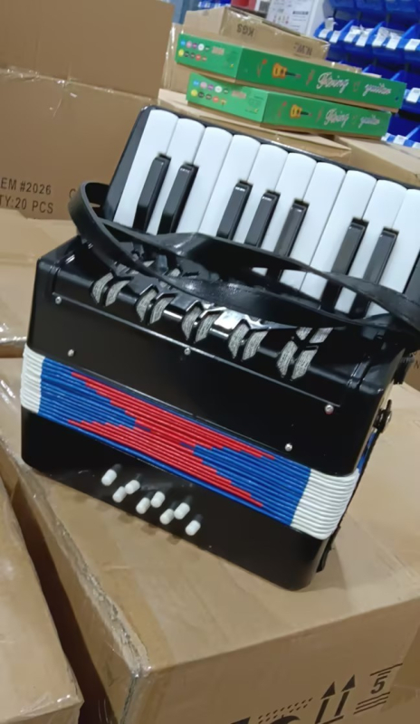 Портативен акордеон AR-60, 17 клавиши, 8 баса, материали: ABS и дърво, учебен музикален инструмент за начинаещи