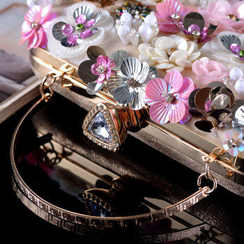 PVC ръчно изработена флорална клъч чанта, малка квадратна вечерна чанта с хоризонтална форма