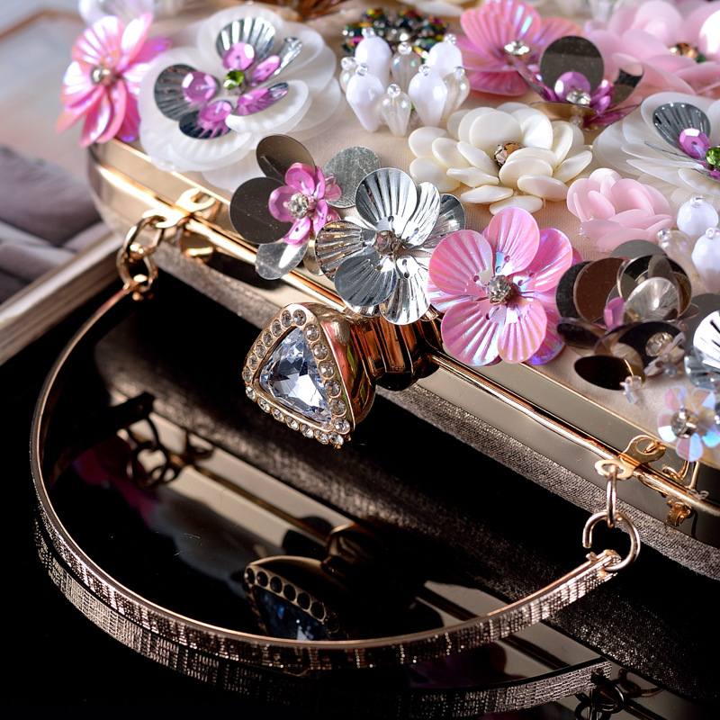 PVC ръчно изработена флорална клъч чанта, малка квадратна вечерна чанта с хоризонтална форма