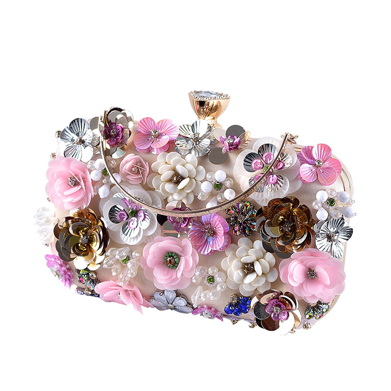 PVC ръчно изработена флорална клъч чанта, малка квадратна вечерна чанта с хоризонтална форма