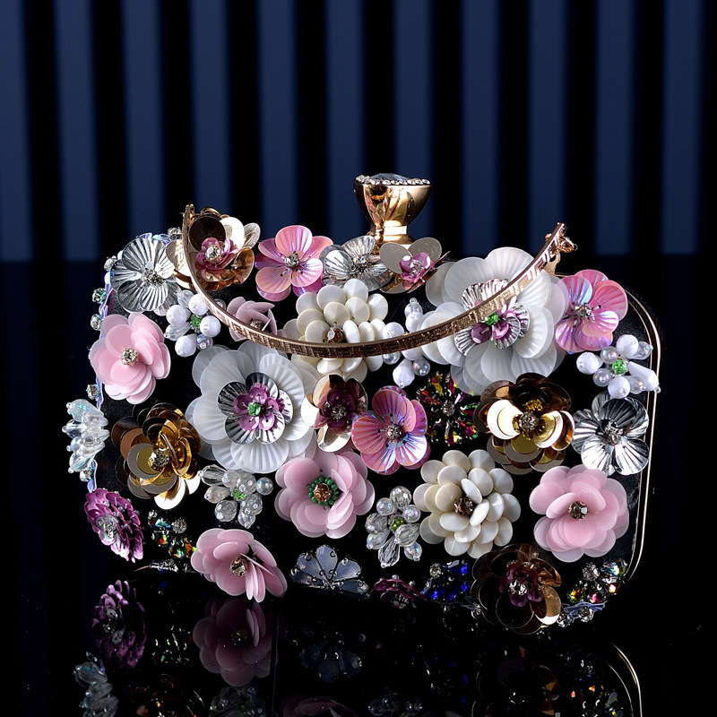 PVC ръчно изработена флорална клъч чанта, малка квадратна вечерна чанта с хоризонтална форма