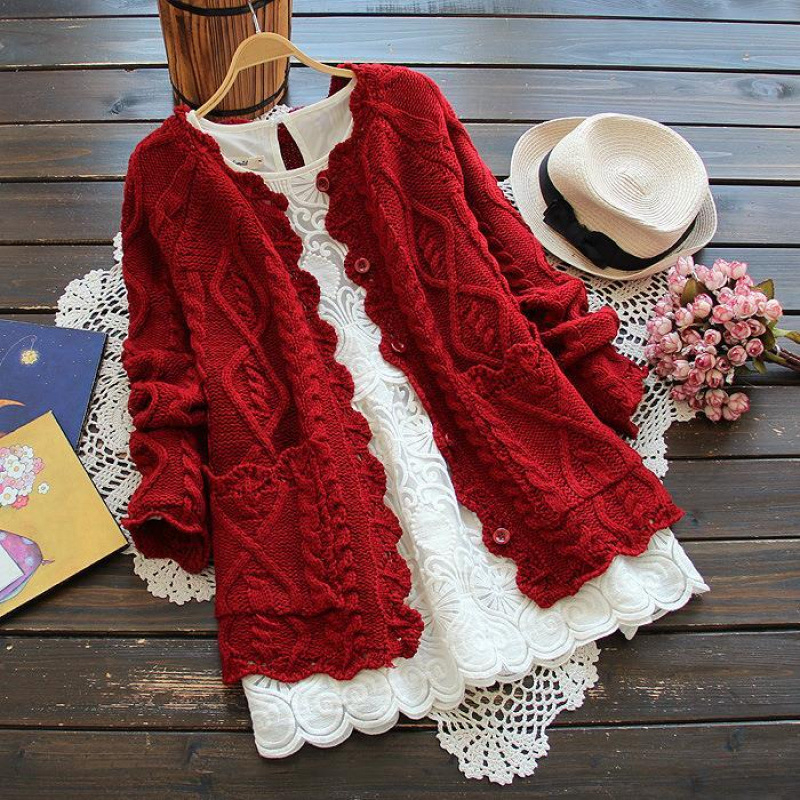 Chiweng acrylic kardigan – 95%+ udio glavne tkanine, okrugli ovratnik, dugi rukavi, gradski stil