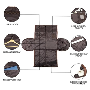 Τσάντα ρούχων με ρόδες και θήκη για παπούτσια, 2-σε-1 ρολλίντ τσάντα για επιχειρηματικό ταξίδι, PU υλικό, 36–55 L, αδιάβροχη, unisex