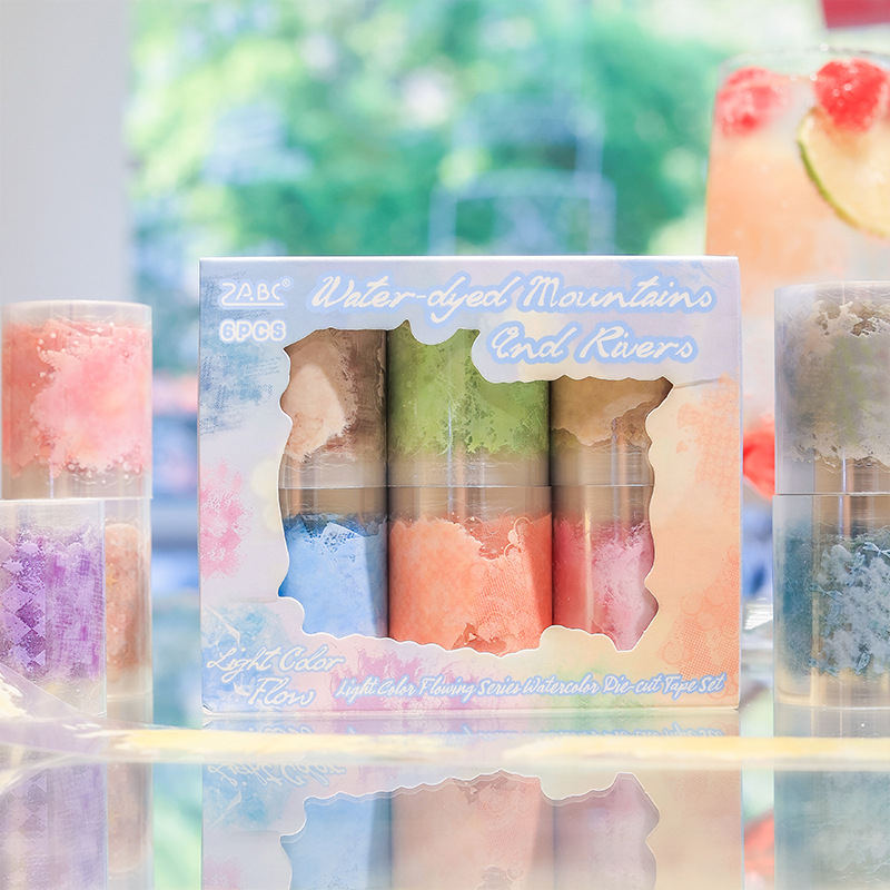 PET juostų rinkinys akvarelei – skaidrus, atsparus vandeniui, pastorinis stilius, lipdukas ir spauda