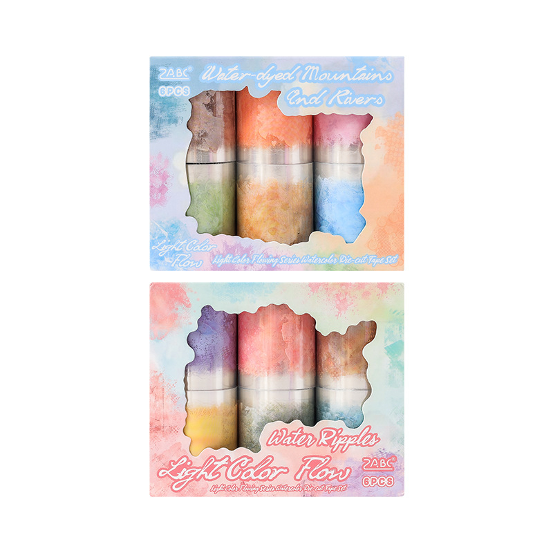 PET juostų rinkinys akvarelei – skaidrus, atsparus vandeniui, pastorinis stilius, lipdukas ir spauda