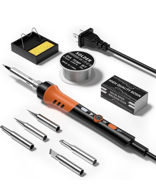 Set pistol de lipit electric cu temperatură reglabilă pentru sudură electronică și întreținere, mâner din cauciuc, 240V