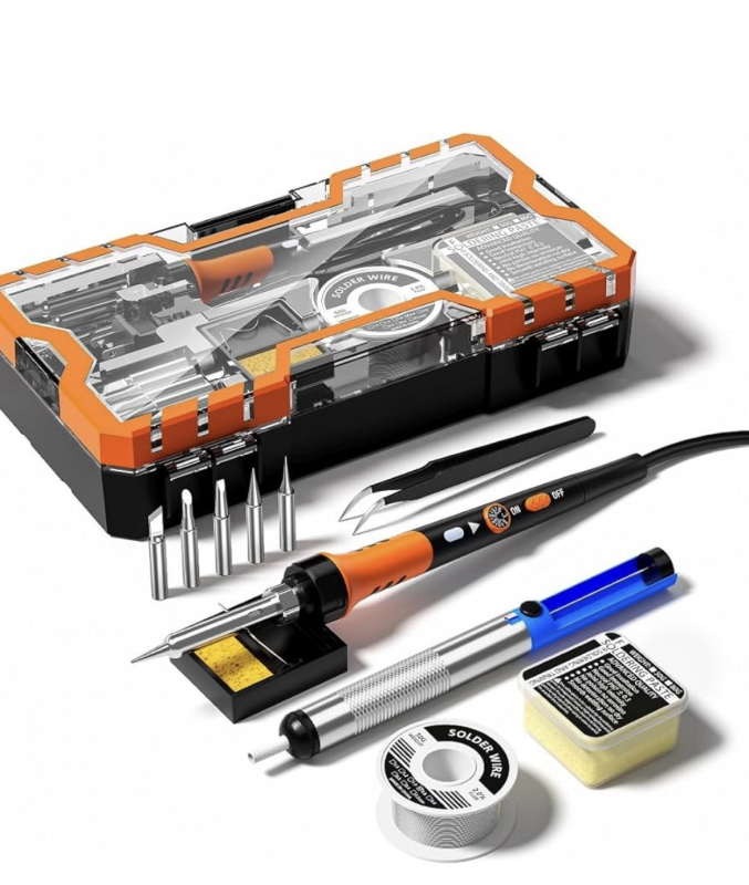 Set pistol de lipit electric cu temperatură reglabilă pentru sudură electronică și întreținere, mâner din cauciuc, 240V