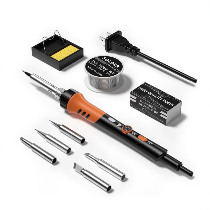 Σετ ηλεκτρικού κόλλητήρα με ρυθμιζόμενη θερμοκρασία για ηλεκτρονική συγκόλληση και συντήρηση, λαβή από καουτσούκ, 240V