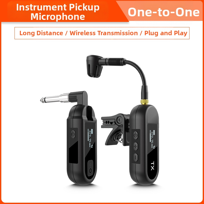 Ασύρματο μικρόφωνο κλιπ για σαξόφωνο και μουσικά όργανα – Μοντέλο M-03, Bluetooth 5.0, μπαταρία 1000–1200 mAh, διάρκεια 8–12 ωρών, καρδιοειδής λήψη