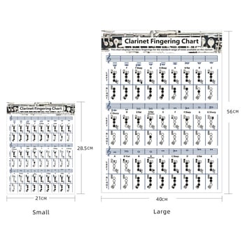 Klarinet dijagram prstiju, model Clarinet Chart, materijal laminirani papir, pakiranje plastična vrećica, marka Chuan mei