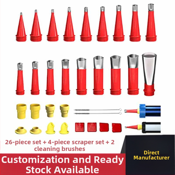 32-частен комплект за уплътняване и подрязване с повторно използваеми накрайници за уплътнители от неръждаема стомана и ABS, за стъкло и структурни уплътнения