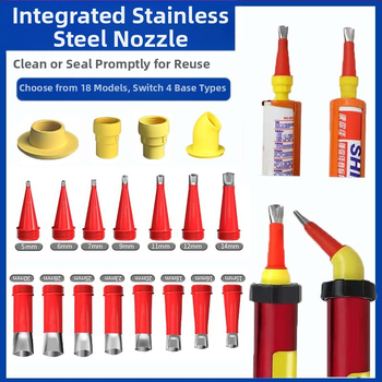 32-частен комплект за уплътняване и подрязване с повторно използваеми накрайници за уплътнители от неръждаема стомана и ABS, за стъкло и структурни уплътнения