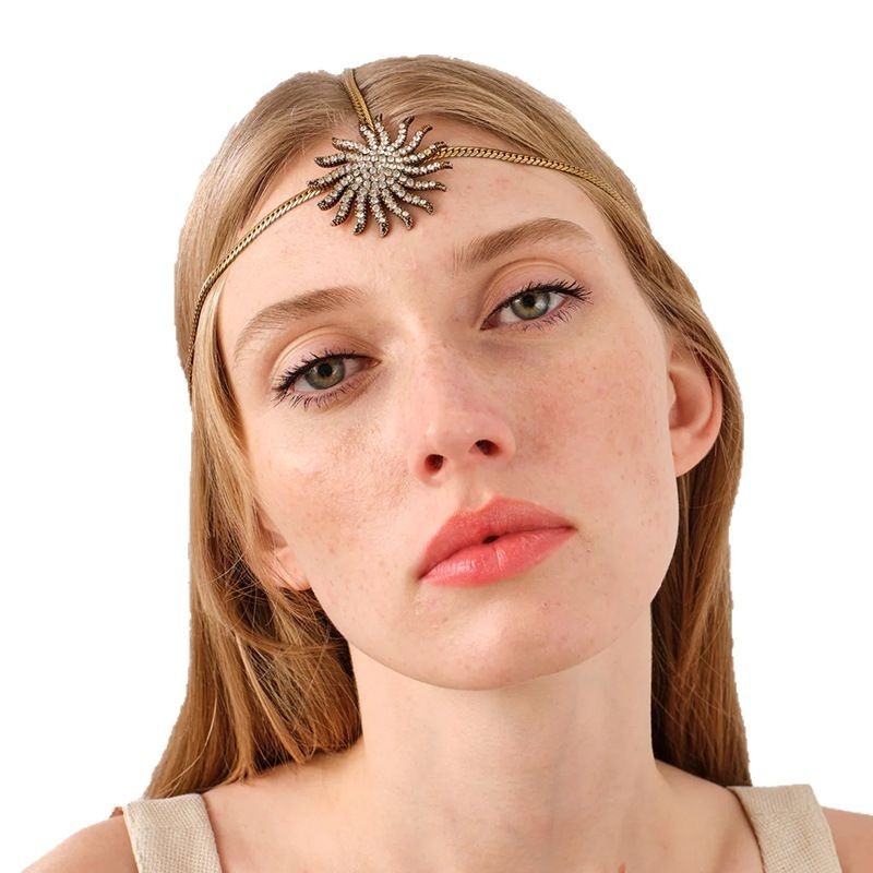 Egzotiška geometrinė rhinestone plaukų grandinė – medžiaga: rhinestones; stilius: egzotiškas; apdorojimo technologija: elektroplatavimas; pakuotė: atskirai supakuota