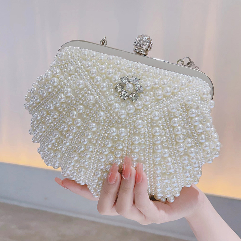 Τσαντάκι clutch από δέρμα μαργαριριών ψαριού, σχήματος κελύφους, κλείσιμο με γρύλο