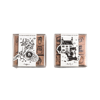 Печат – Yanji мини дървен набор за дневник, 9 бр., мултифункционален, екологично чист