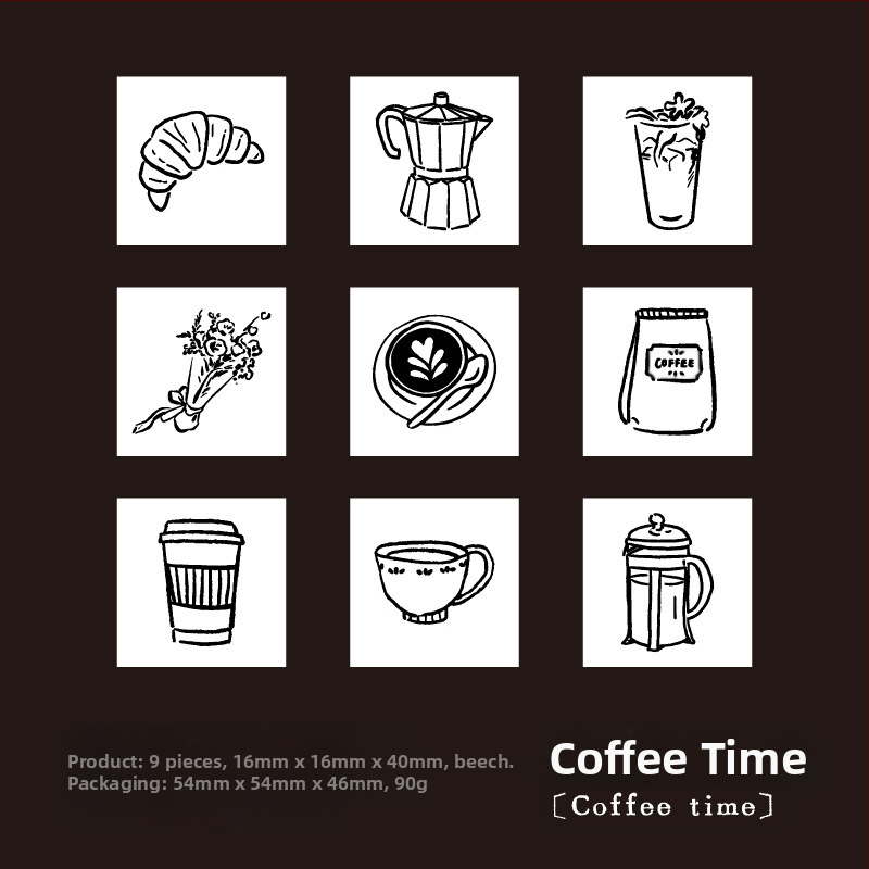 Yanji Mini Fapecsét Naplóhoz – 9 darabos készlet, többfunkciós, környezetbarát