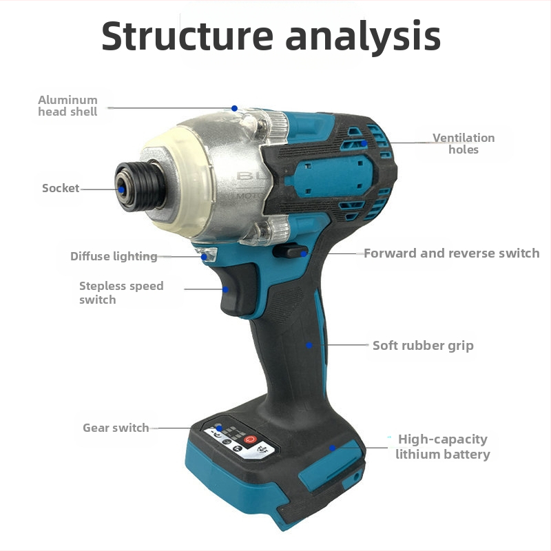 Безчетков ударен гайковерт, акумулаторна литиева батерия, 21V, 350Нм, тегло 1,06 кг, многофункционален