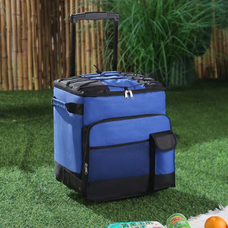 42L-es kerekes hűtőtáska Oxford anyagból, hordozható és összecsukható, kültéri piknikhez