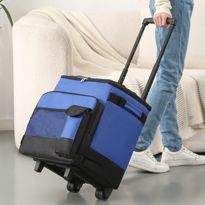 42L-es kerekes hűtőtáska Oxford anyagból, hordozható és összecsukható, kültéri piknikhez