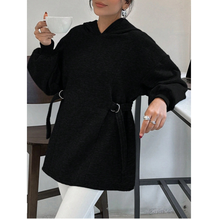Ženski hoodie pulover s labavim krojem, dugi rukavi, poliester, za proljeće i jesen