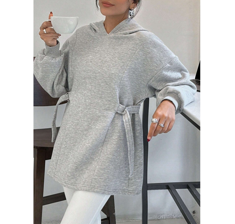 Ženski hoodie pulover s labavim krojem, dugi rukavi, poliester, za proljeće i jesen