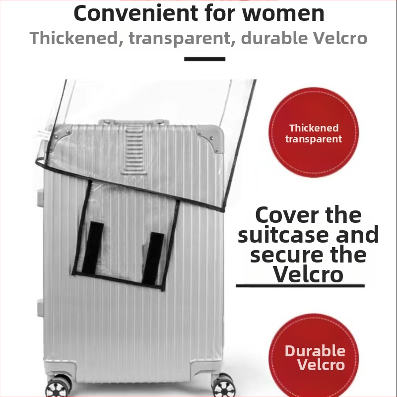 WSQ bagažo uždangalas — skaidrus, iš PVC/PET/matinio pluošto ir neausto audinį; dulkių apsauga; modernus minimalistinis dizainas; tinka kelionėms ir kosmetikai laikyti