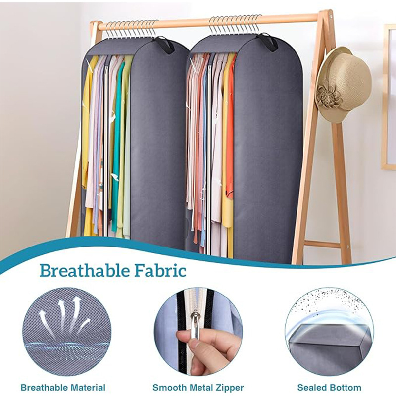 Xizilan torba za odjeću od netkanog materijala, dugačkog oblika, velike kapacitete, bočni prozirni panel, otporna na prašinu i vlagu, za kuću i putovanja
