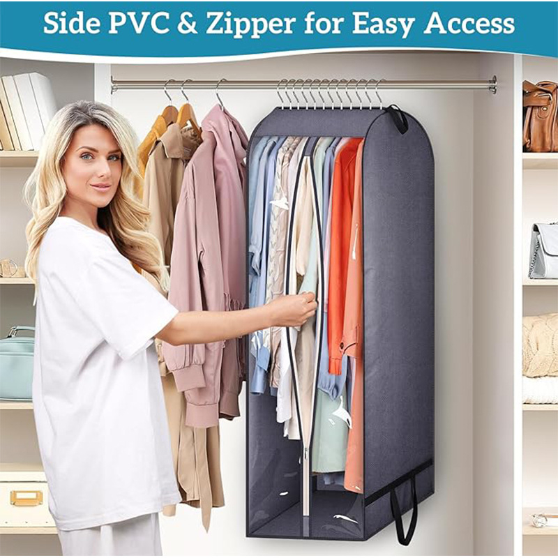 Xizilan torba za odjeću od netkanog materijala, dugačkog oblika, velike kapacitete, bočni prozirni panel, otporna na prašinu i vlagu, za kuću i putovanja