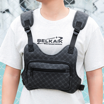 Férfi mellkas-táska utcai stílusban, vászonból, lélegző, mintás