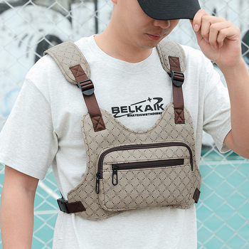 Férfi mellkas-táska utcai stílusban, vászonból, lélegző, mintás