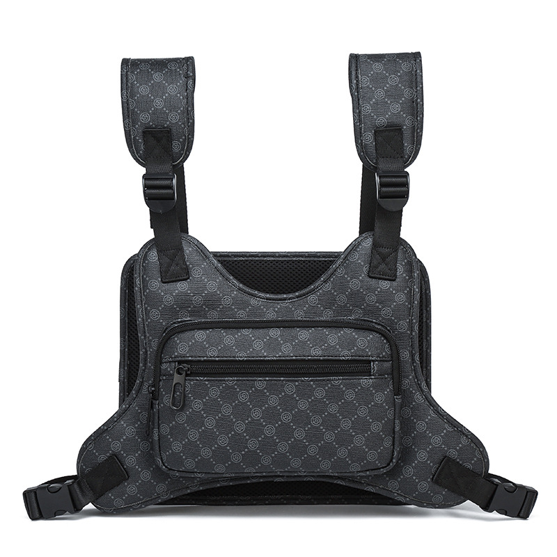 Férfi mellkas-táska utcai stílusban, vászonból, lélegző, mintás