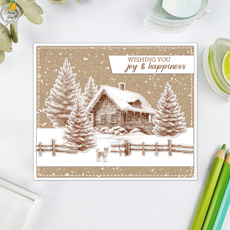 Prozirna pečat za embossing u obliku snježne kućice, ugljični čelik i silikon, lijevana izrada, moderni minimalistički stil, dekoracija za bilježnicu