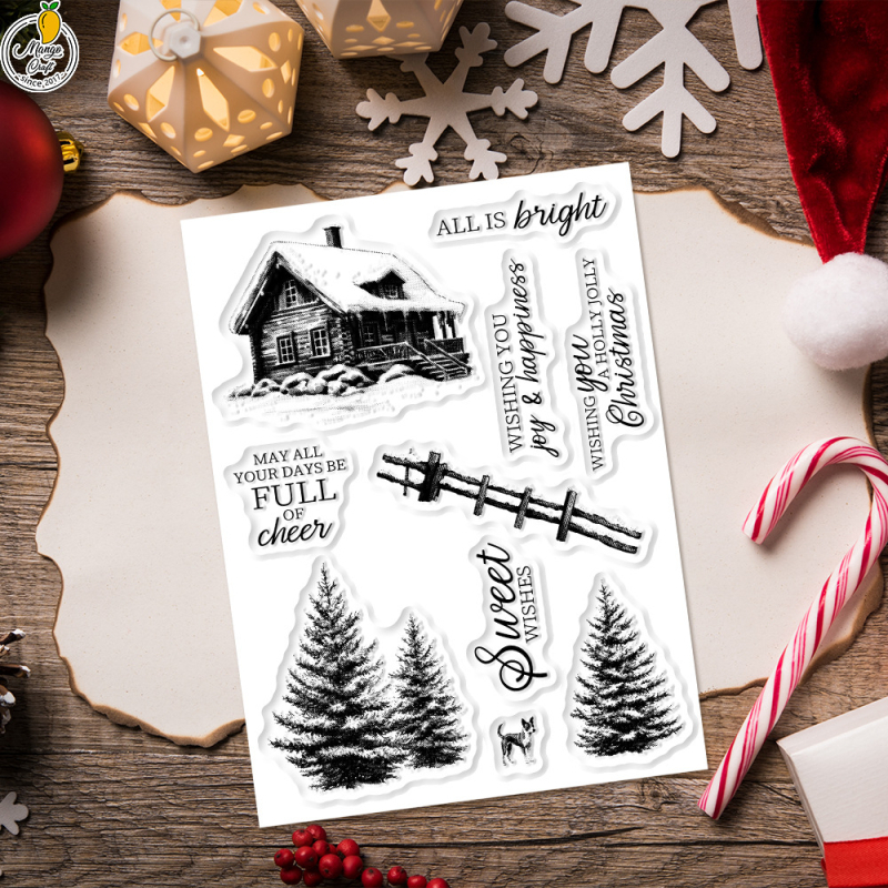 Prozirna pečat za embossing u obliku snježne kućice, ugljični čelik i silikon, lijevana izrada, moderni minimalistički stil, dekoracija za bilježnicu