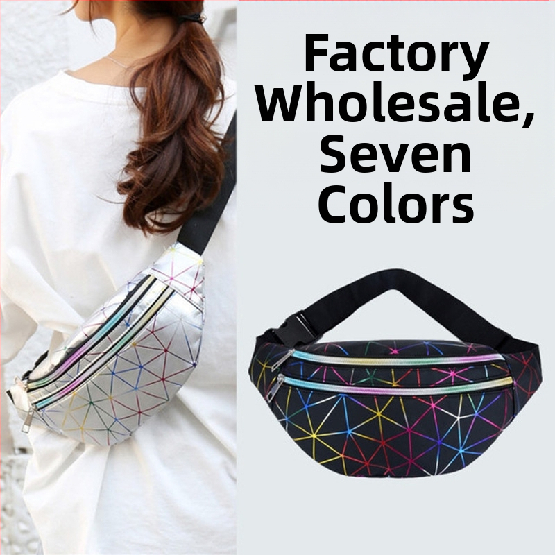 Женска поясна чанта PU със цип, вътрешен джоб с цип, триизмерен дизайн, междинен слой, подплата полиестер