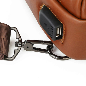 Z2010 Мъжка гръдна чанта - естествена кожа (първи слой телешка кожа), цип за затваряне, вътрешни джобове със цип и за телефон, памучна подплата