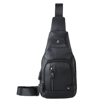 Z2010 Мъжка гръдна чанта - естествена кожа (първи слой телешка кожа), цип за затваряне, вътрешни джобове със цип и за телефон, памучна подплата