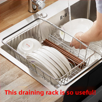 Τηλεσκοπικό ράφι αποστράγγισης νεροχύτη για αποθήκευση πιάτων και μαχαιροπίρουνων • κρεμαστός στον τοίχο • χωρίς εγκατάσταση • μοντέρνος μινιμαλιστικός σχεδιασμός