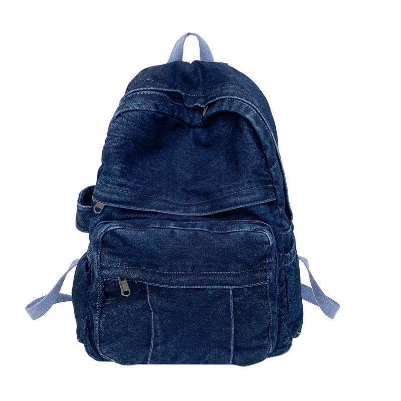 Női denim hátizsák, 20-35 L kapacitás, utcai stílus, légáteresztő bélés, ívelt vállpántok