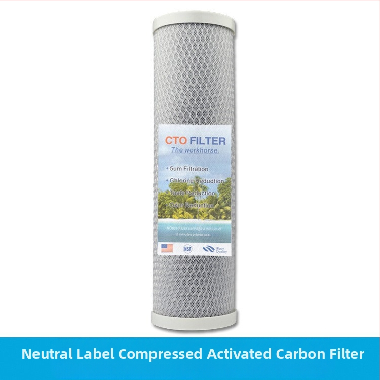 Vandens valymo įrenginio filtro elementas su CTO bloku iš kompresuotos aktyvuotos anglies, siurbimo filtracija, skirtas vandens valymo įrenginiams