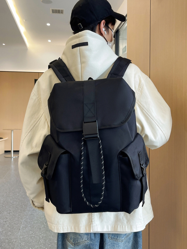 Uniszex nejlon hátizsák terheléscsökkentő dizájnnal, vízálló és kopásálló, gerincvédő, vállpántok párnázva levegővel, középiskolások számára