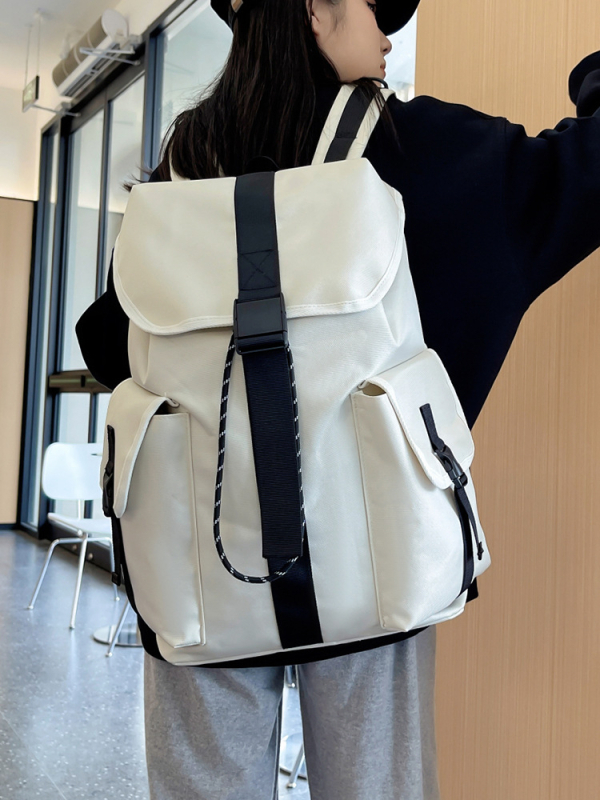 Uniszex nejlon hátizsák terheléscsökkentő dizájnnal, vízálló és kopásálló, gerincvédő, vállpántok párnázva levegővel, középiskolások számára