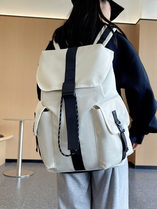 Uniszex nejlon hátizsák terheléscsökkentő dizájnnal, vízálló és kopásálló, gerincvédő, vállpántok párnázva levegővel, középiskolások számára