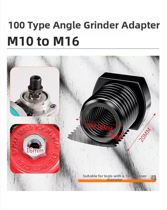 Sarokcsiszoló átalakító adapter M10-ről M14-re, szénacél, elektromos szerszám-kiegészítő