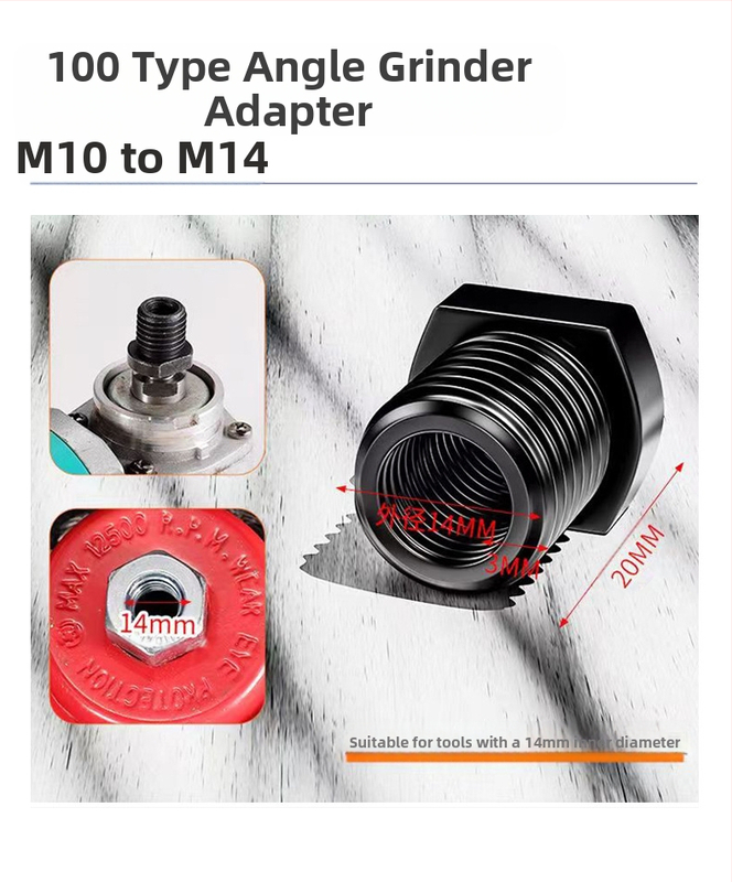 Sarokcsiszoló átalakító adapter M10-ről M14-re, szénacél, elektromos szerszám-kiegészítő