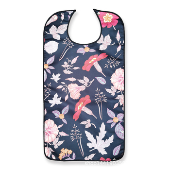 Детски двуслоен водоустойчив сатен-полиестерен лигавник за хранене, с шарки цветя и букви, готов за частна марка