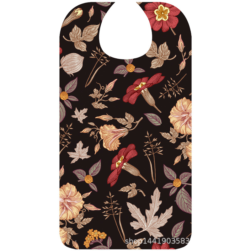 Детски двуслоен водоустойчив сатен-полиестерен лигавник за хранене, с шарки цветя и букви, готов за частна марка