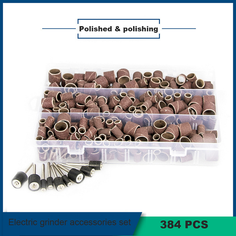 384 darabos csiszológyűrű készlet elektromos csiszolóhoz – változó hosszúságok
