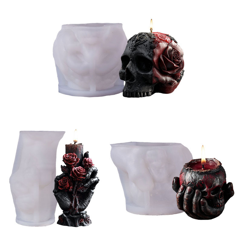 Nolaibao szilikon gyertya forma, Bone Hand sorozat – Halloween koponya dizájn, szabálytalan alak, élelmiszer-minőségű szilikon, DIY gyertya készítés